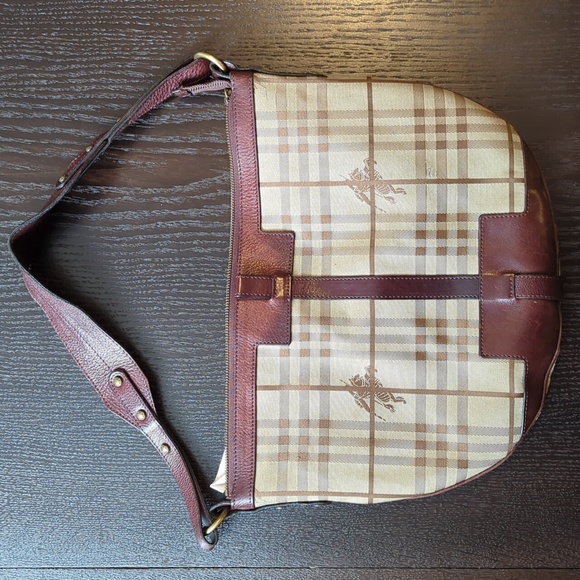 Burberry Brown/Beige House Check Fabric Sadie Hobo Bag - Picture 3 of 12